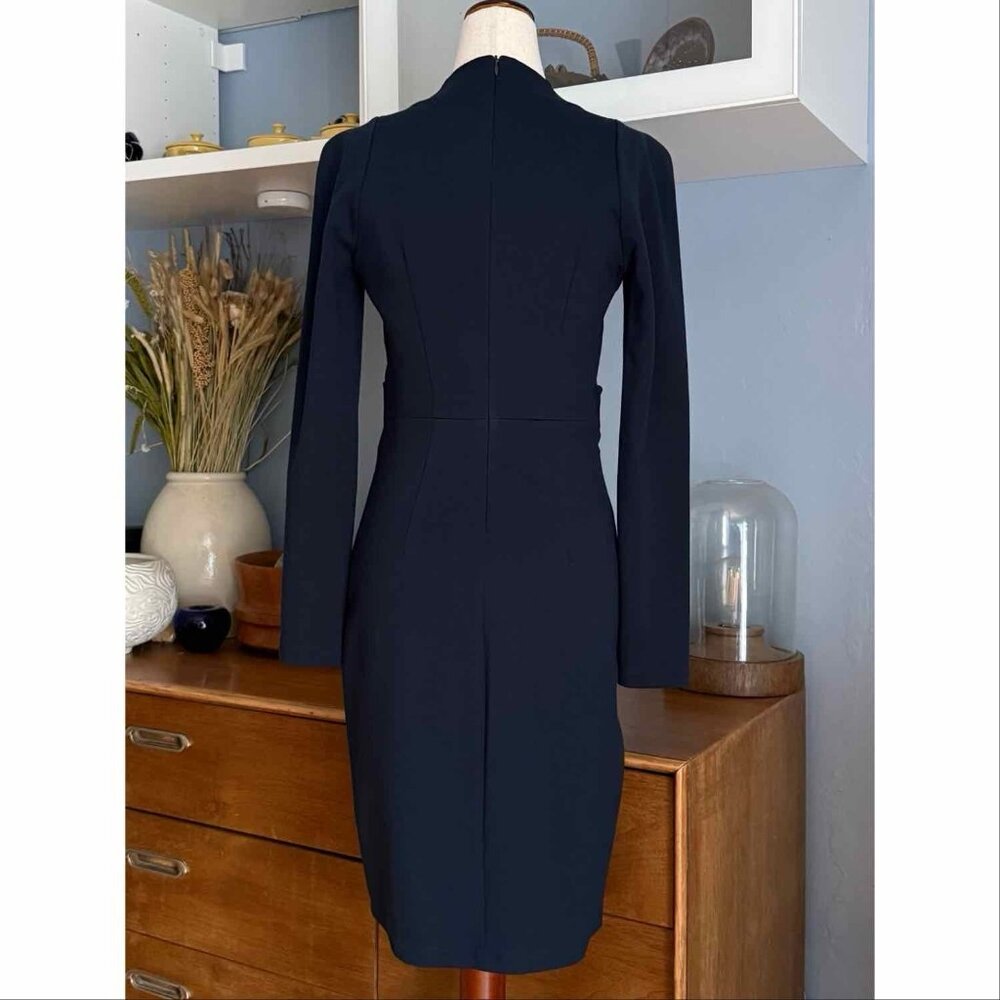 Vintage Plein Sud Jeanius Navy Blue Structured Sheath Dress Sz US 8 - Picture 3 of 12